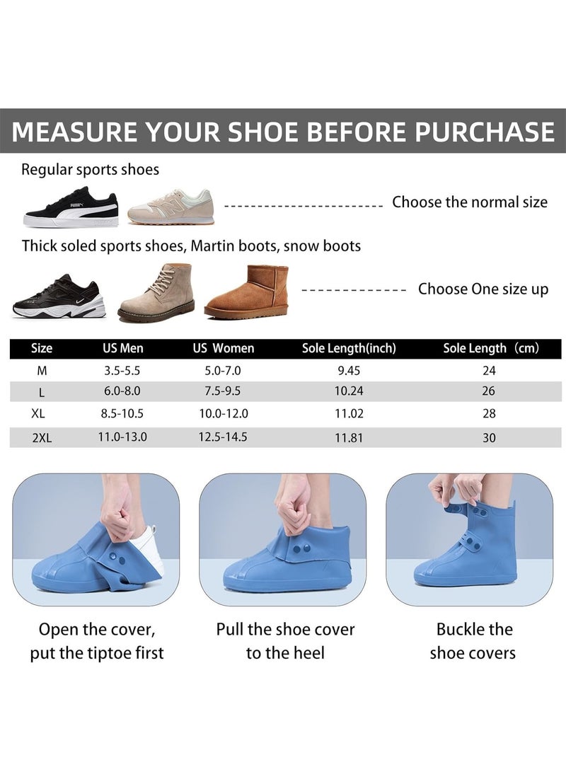 YelaJoy 2 Pair of Waterproof Shoe Covers Non-Slip Rain Shoe Covers Reusable Silicone Shoes Covers For Rain Resistant Rain Boots For Men Women Outdoor Overshoes Protection - Image 3